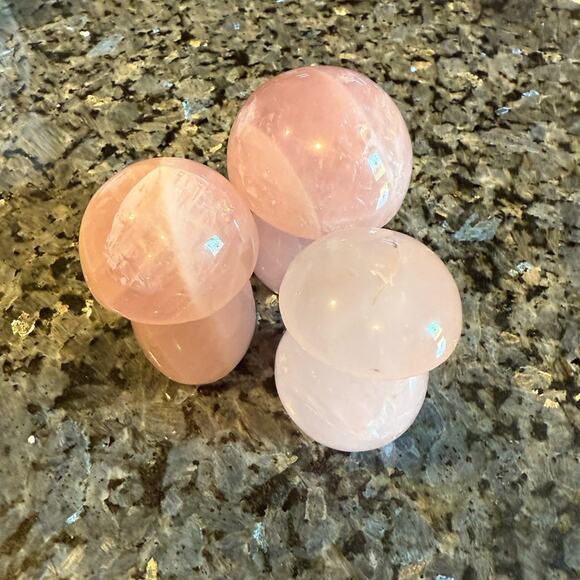 Rose Quartz Pink Crystal Mushroom Set of 3! - Picture 1 of 4